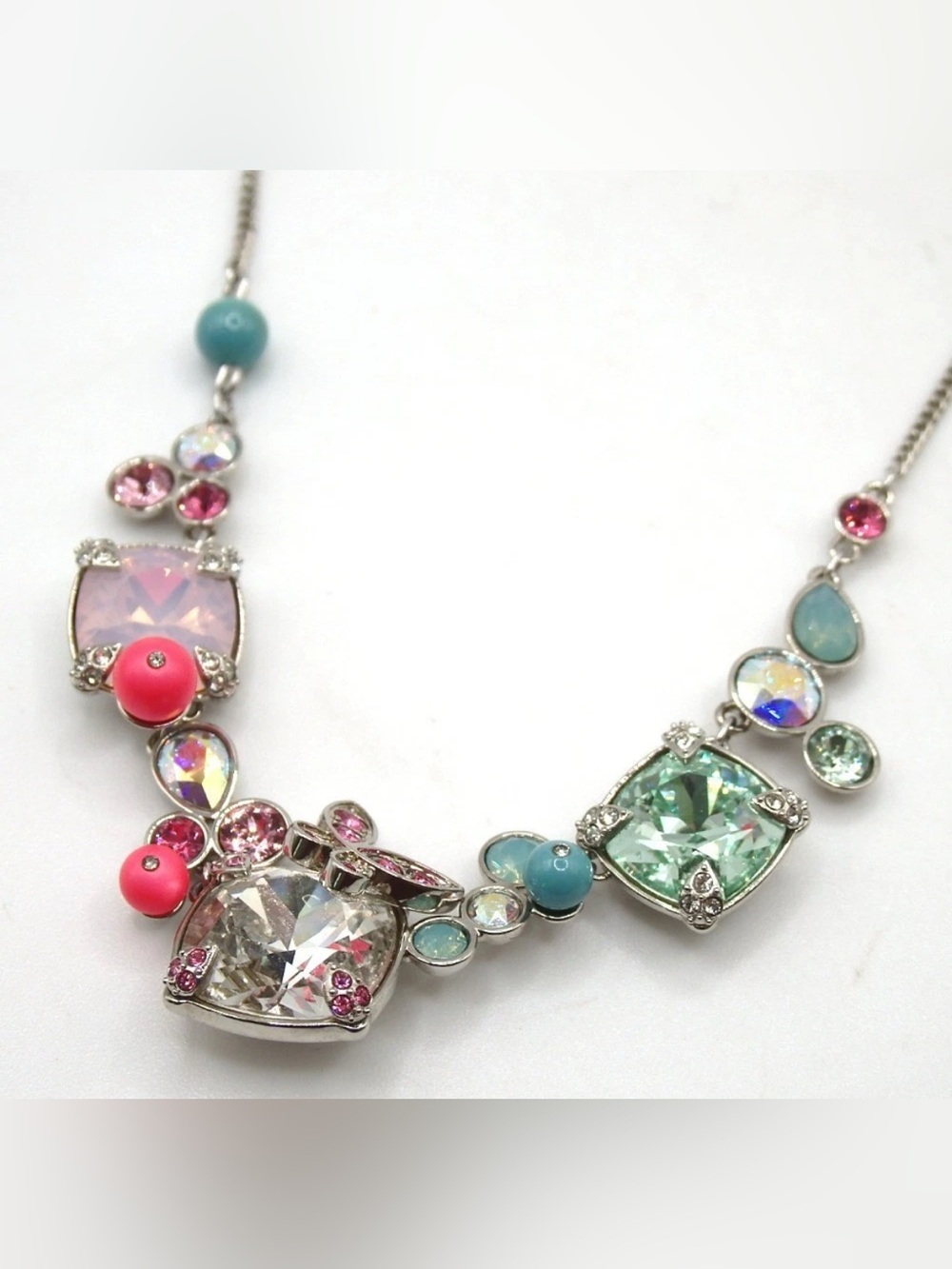 SWAROVSKI Statement Multi-Gem Necklace - Pink, Aqua, Clear